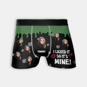 Custom Photo I Licked So It's Mine New Version - Gift For Husband, Boyfriend - Personalized Men's Boxer Briefs