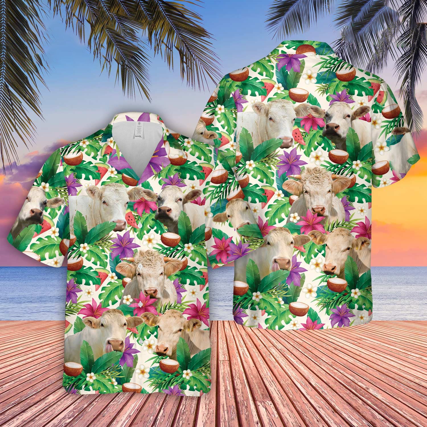 Unique Charolais Summer Floral 3D - Hawaiian Shirt