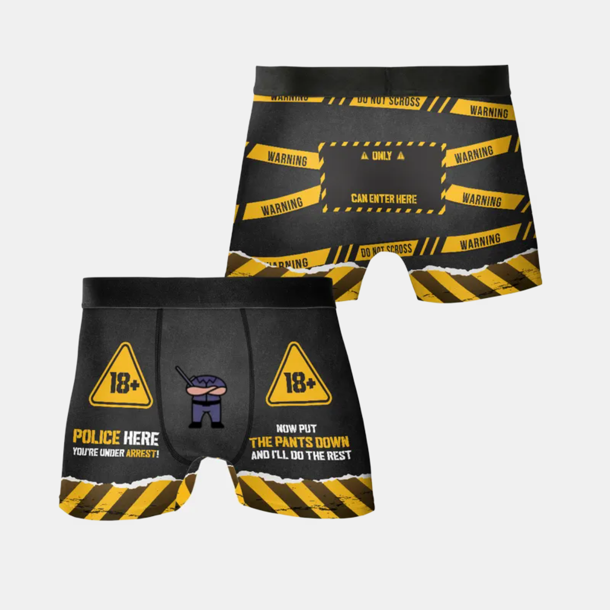 Custom Photo Warning Police Here You're Under Arrest - Gift For Husband, Boyfriend - Personalized Men's Boxer Briefs