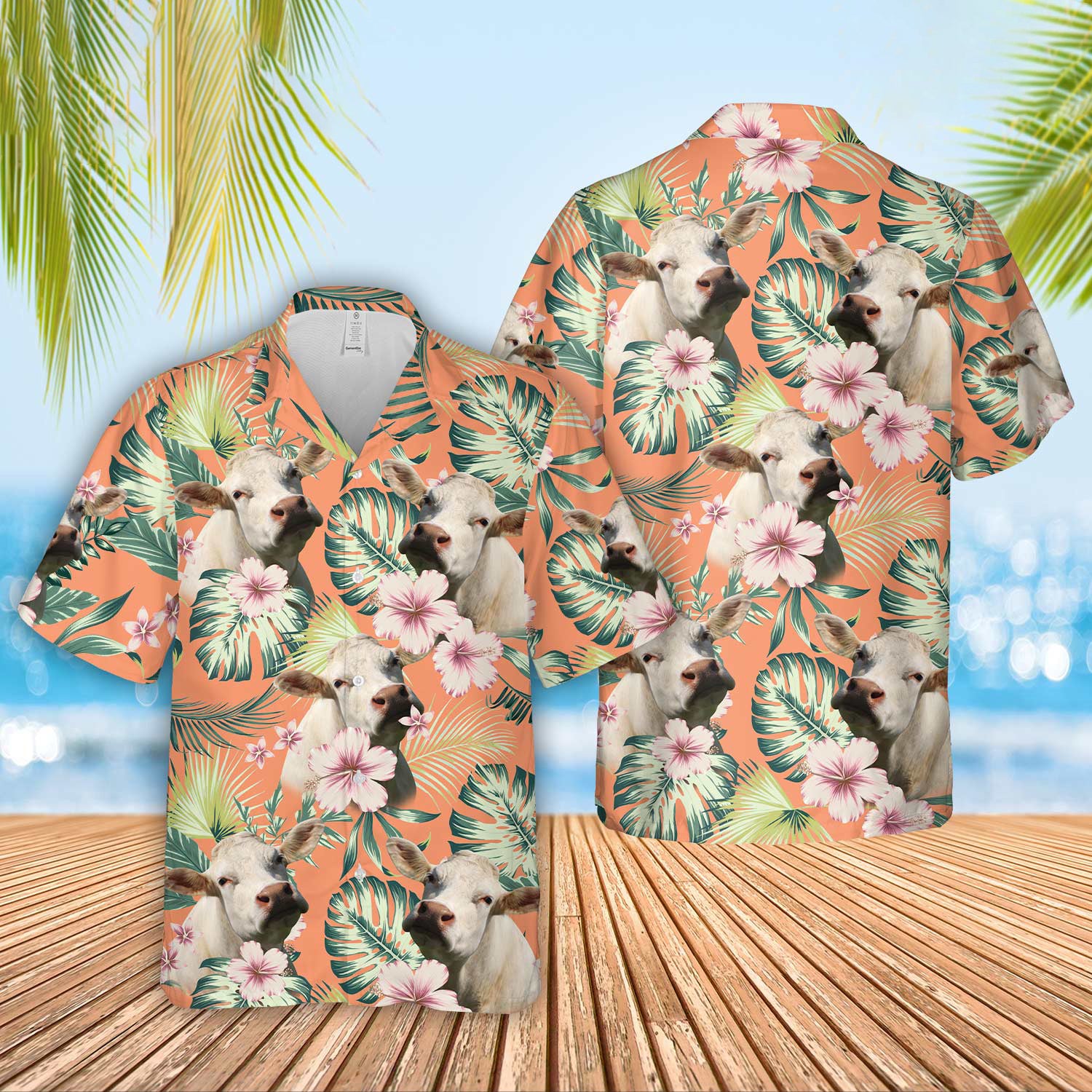 Unique Charolais Summer Happiness Floral Farm 3D - Hawaiian Shirt