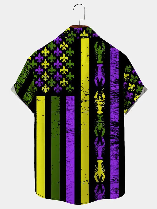 Mardi Gras Flag And Lobsters - Gift For Family, Friends - Hawaiian Shirt