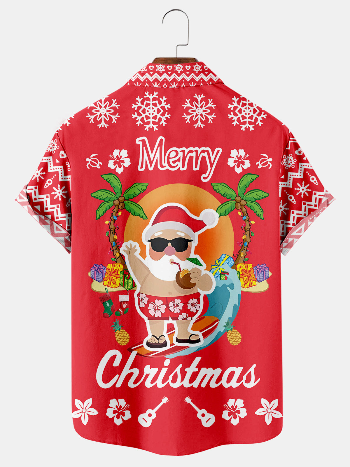 Merry Christmas Santa Drinks Coconut - Hawaiian Shirt