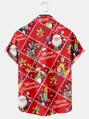 Christmas Cartoon Santa Elk And Letters - Hawaiian Shirt