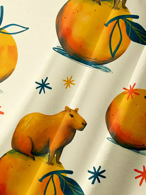 Funny Capybara On The Orange - Hawaiian Shirt