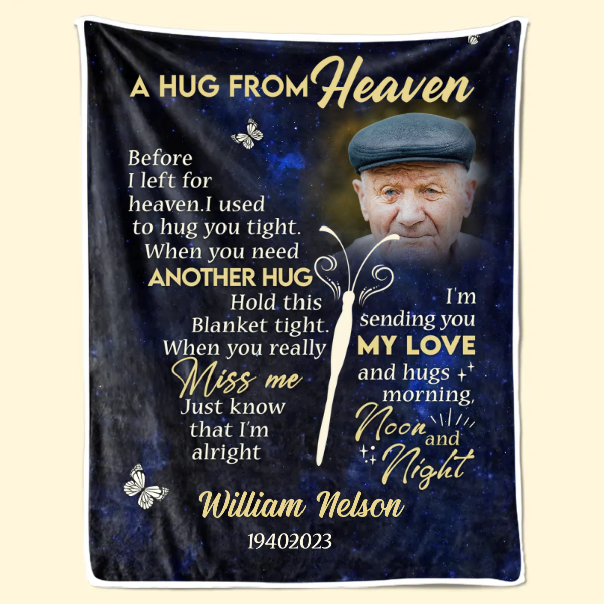 Custom Photo I'm Sending My Love And Hugs Morning, Noon And Night - Memorial Gift For Family- Personalized Blanket