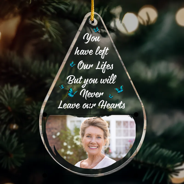 Custom Photo Memories Too Beautiful To Forget - Memorial Gift For Family - Personalized Custom Shaped Acrylic Ornament