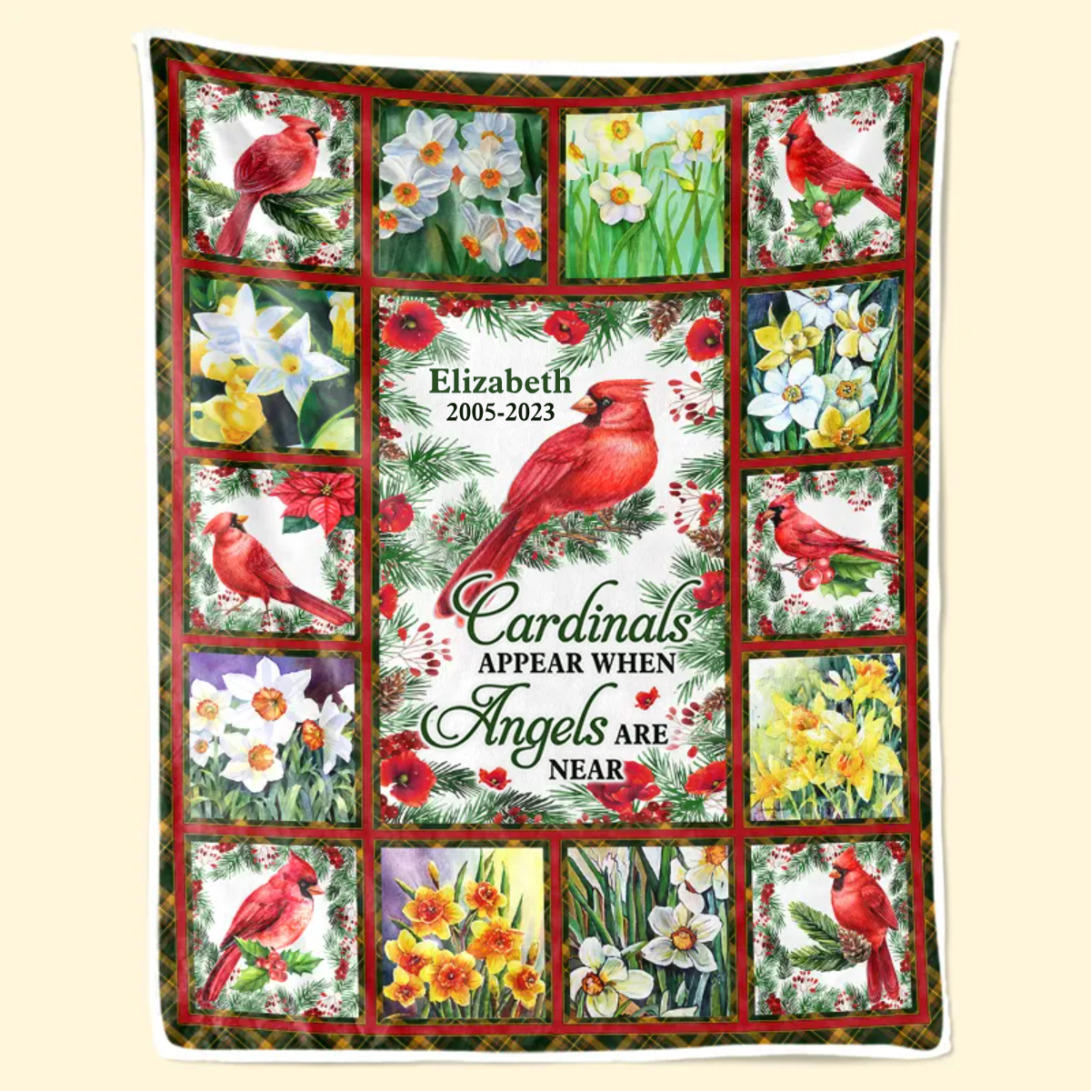 Whenever You See A Cardinal  - Memorial Gift For Family Members - Personalized Blanket