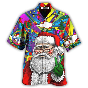 Hippie Funny Santa Claus Christmas - Hawaiian Shirt