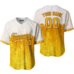 Personalized Beer Bubbles Pattern On Gold Jerseys Baseball TeeBaseball Tee Jersey
