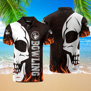 Skull Fire Polo Shirt - Gift for Men,Bowling Lovers