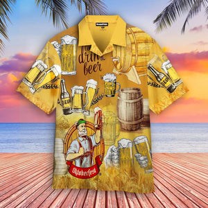 Oktoberfest Time To Drink Beer Yellow Hawaiian Shirt