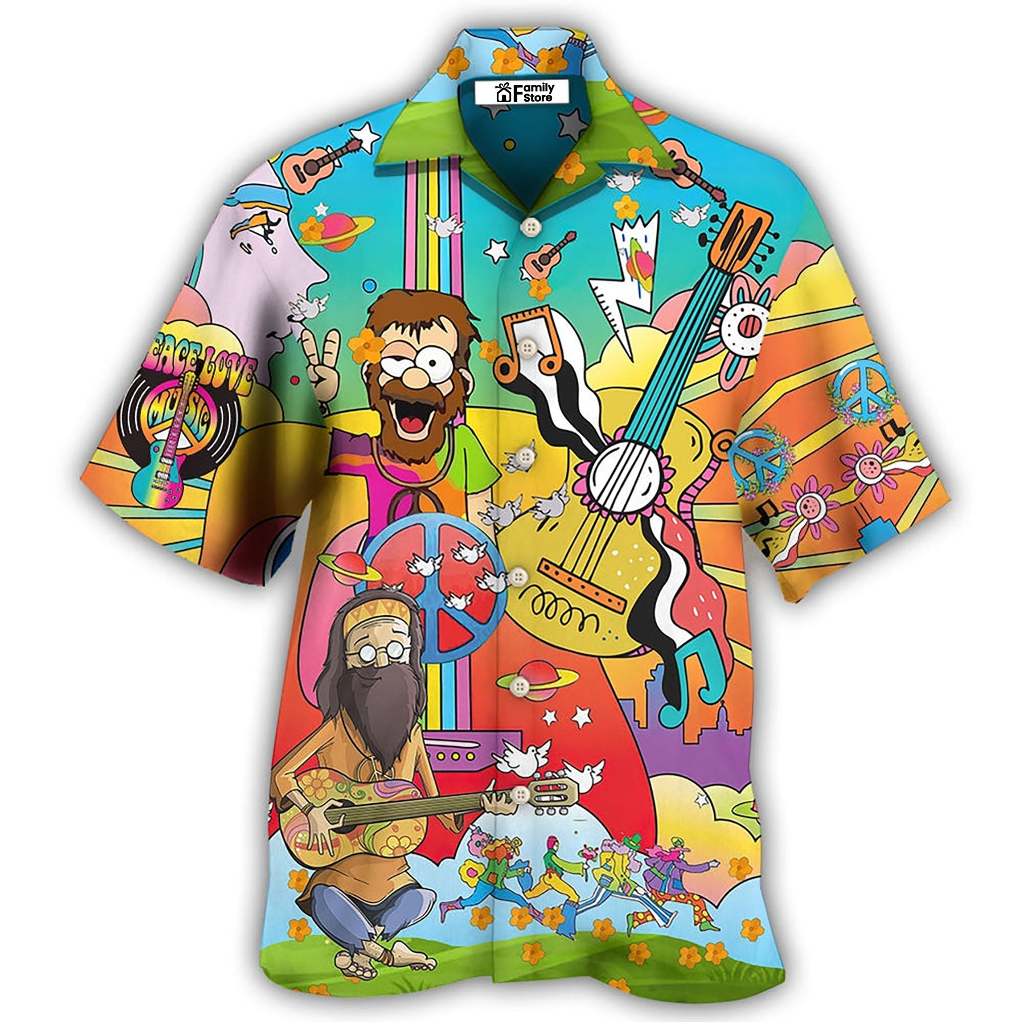 Hippie Peace Life Funny Style - Hawaiian Shirt