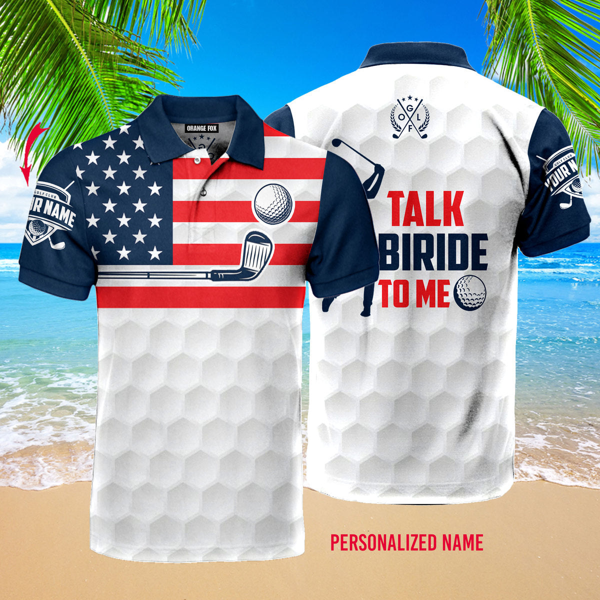 Personalized Talk Birdie To Me Funny Golf America Flag Polo Shirt For