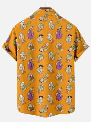 Nostalgic Cartoon Orange Pattern - Hawaiian Shirt