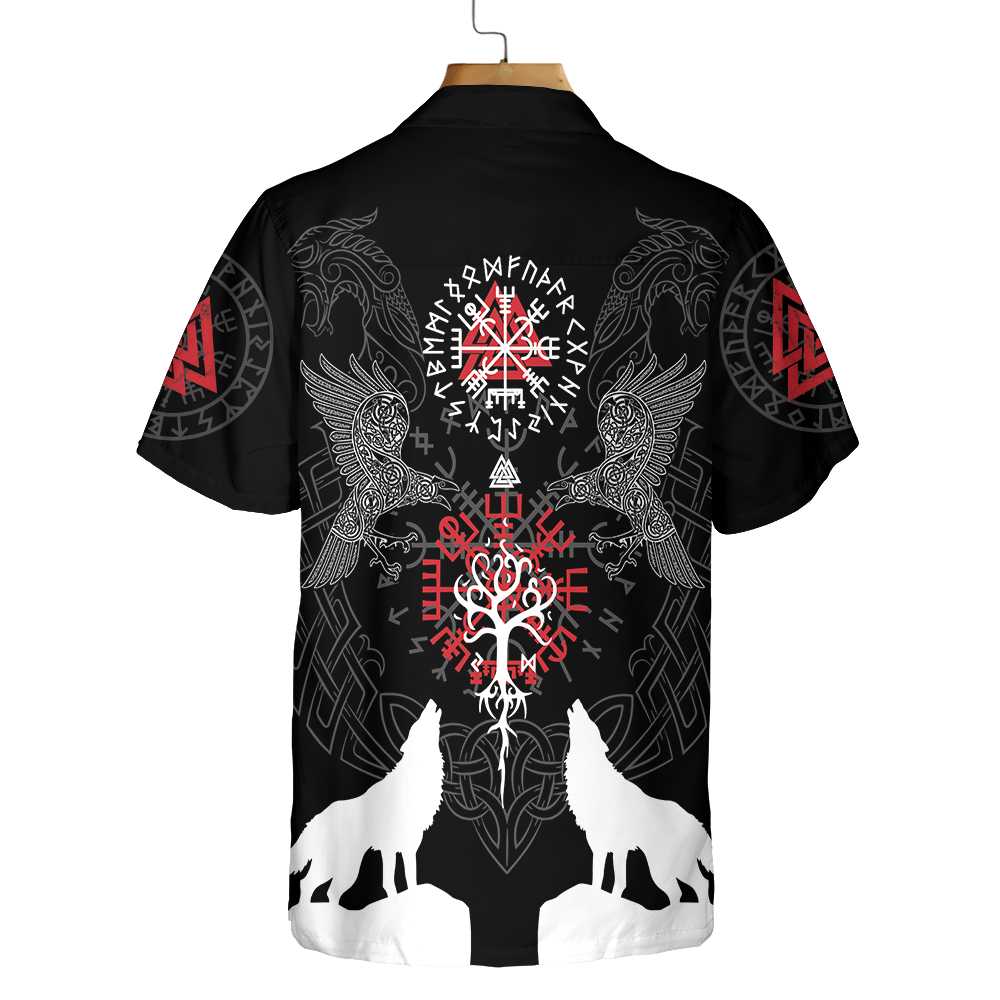 Viking Raven And Wolf - Hawaiian Shirt