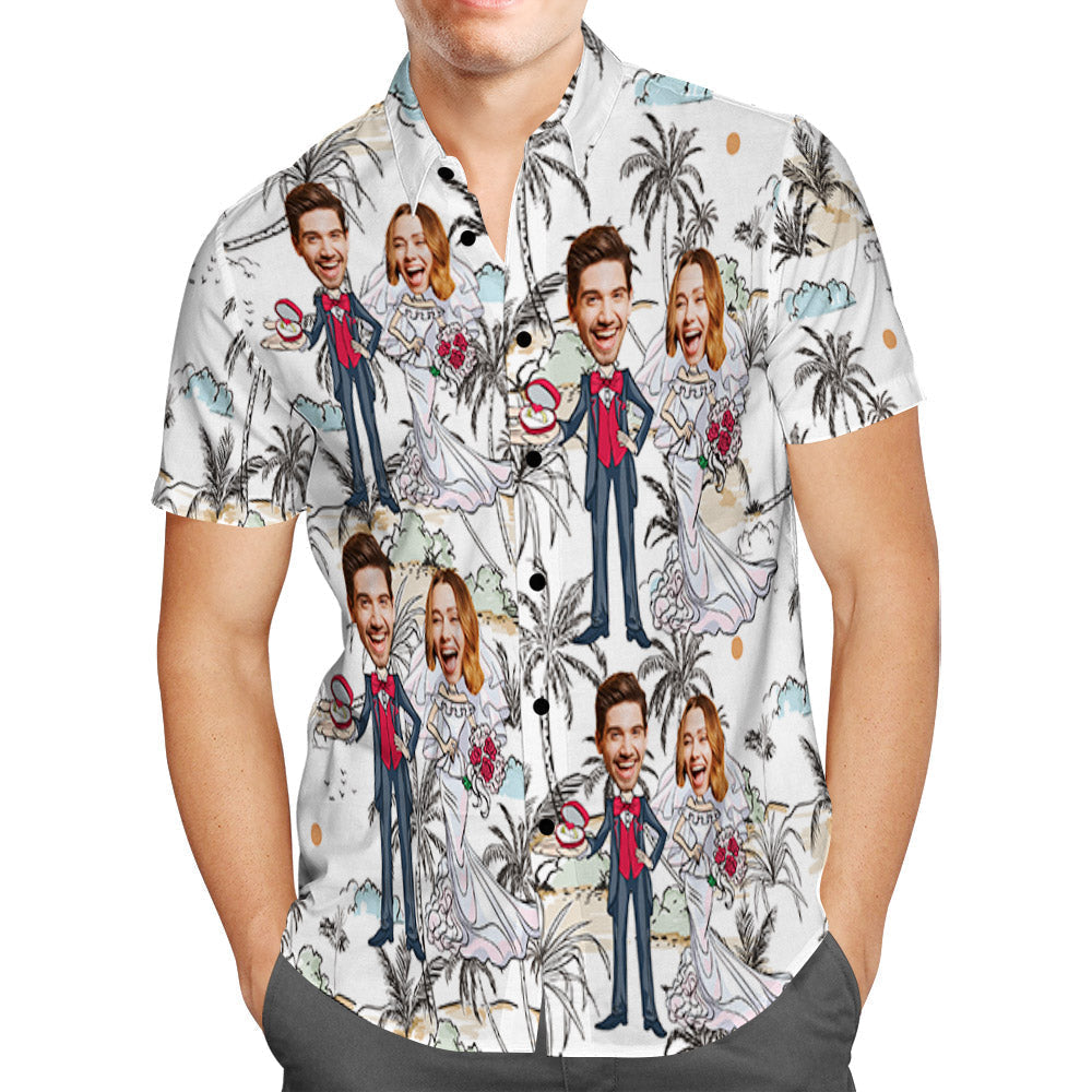 Custom Photo Artistic Wedding - Best Gift For Couple - Personalized Hawaiian Shirt