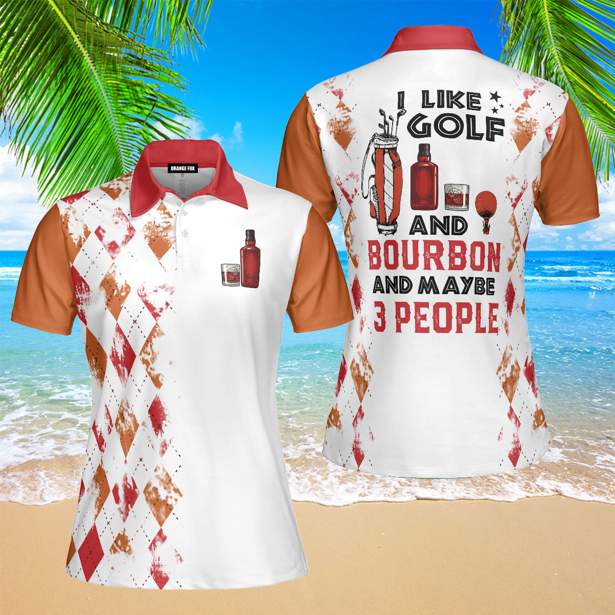 I Like Golf And Bourbon Red Golf Polo Shirt