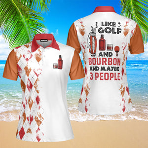 I Like Golf And Bourbon Red Golf Polo Shirt