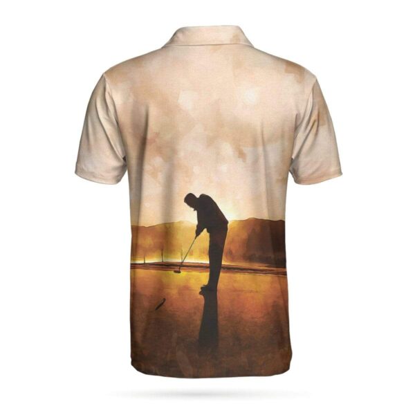 Playing Golf At Sunset Polo Shirt For Men