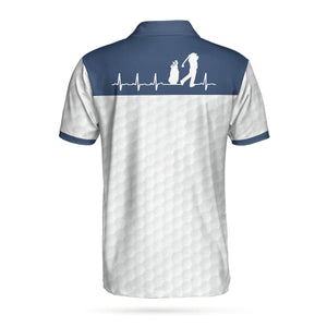 Heartbeat Golfer White And Navy Golf Polo Shirt For Men