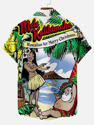 Christmas Girl With Santa Art - For Men And Women - Hawaiian Shirt