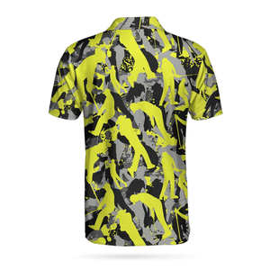 Golf Camo Light Green Pattern Golf Polo Shirt For Men