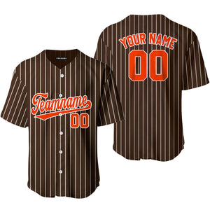 Personalized Brown White Pinstripe Orange Baseball Tee Jersey