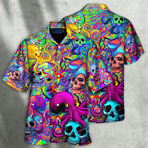 Hippie Skull Octopus Colorful Tie Dye - Hawaiian Shirt