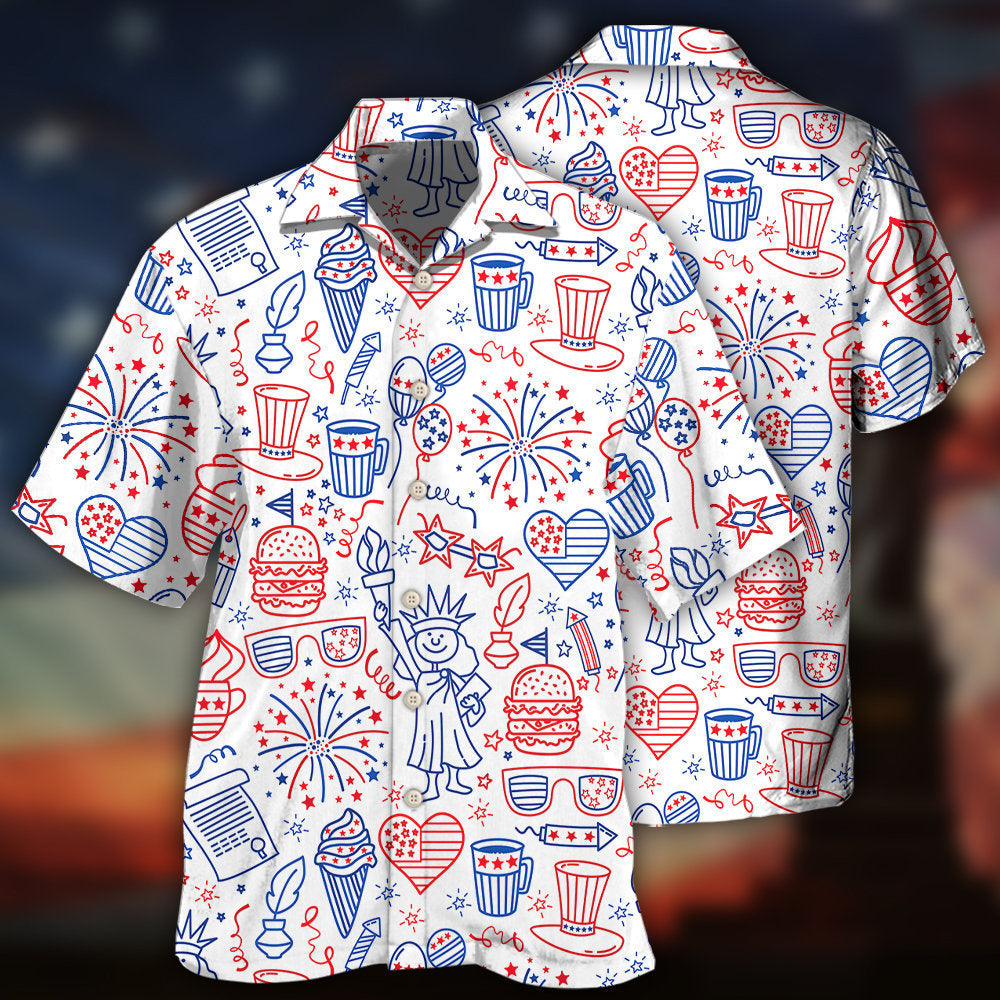 America Independence Day Fourth Of July Cool Art -  Hawaiian Shirt