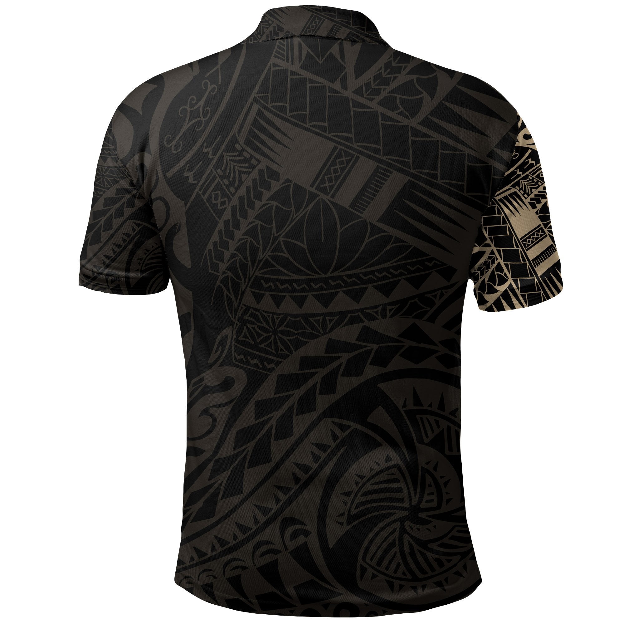 Polynesian Tattoo Style Golden Polo Shirt For Men