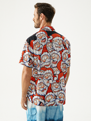 Christmas Funny Emotion Santa Claus's Face - Hawaiian Shirt