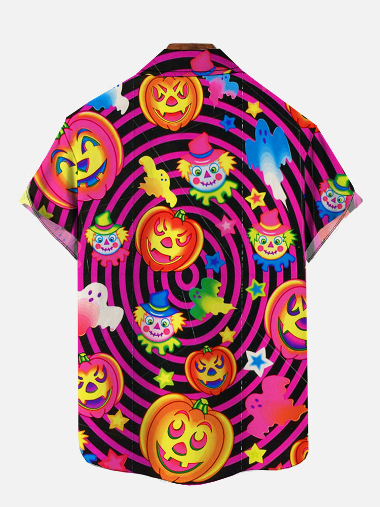 Vintage Halloween Psychedelic Hippie Pumpkins And Clowns - Hawaiian Shirt