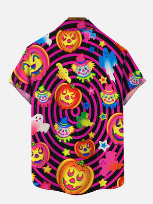 Vintage Halloween Psychedelic Hippie Pumpkins And Clowns - Hawaiian Shirt