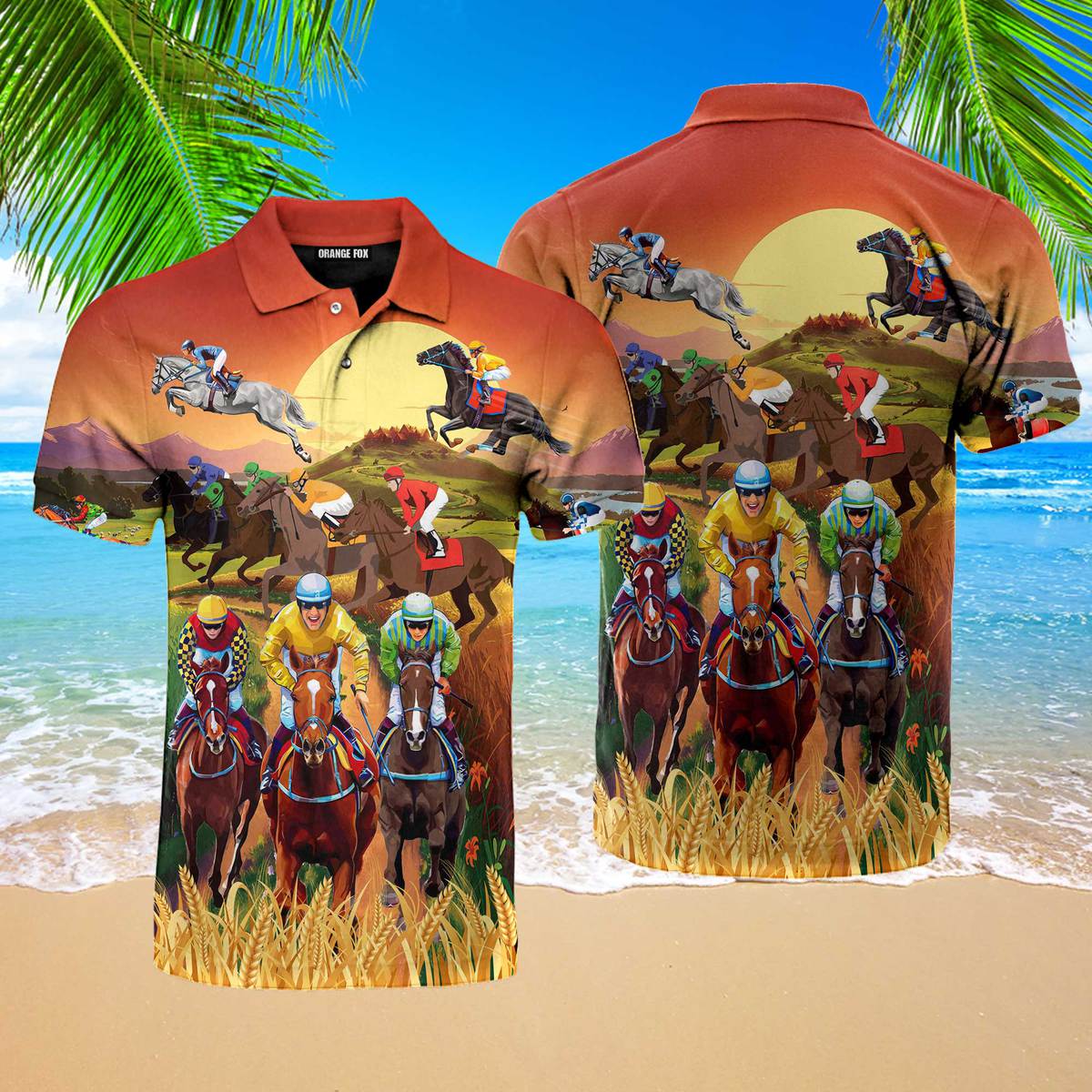 Horses Racing Horses On Pasture Vintage Polo Shirt