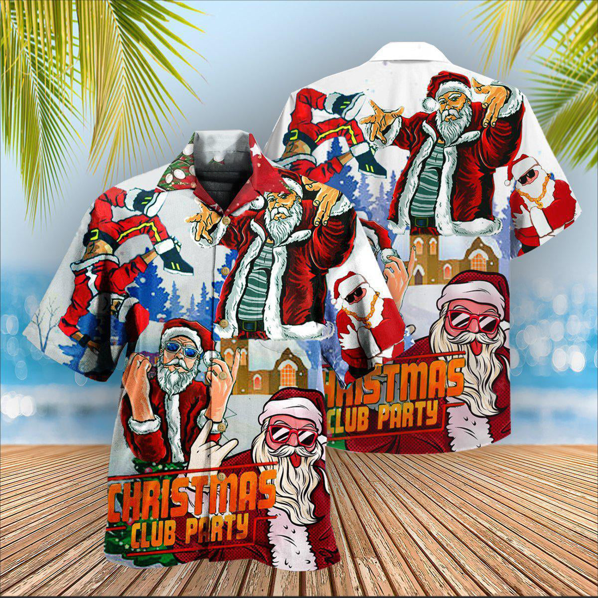 Christmas Club Party Santa Dances Like A Star - Hawaiian Shirt