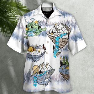 Camping Turtle And Shark - Hawaiian Shirt