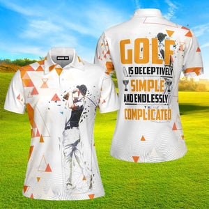 Golf Is Deceptively Simple Complicated Orange Polo Shirt For Women