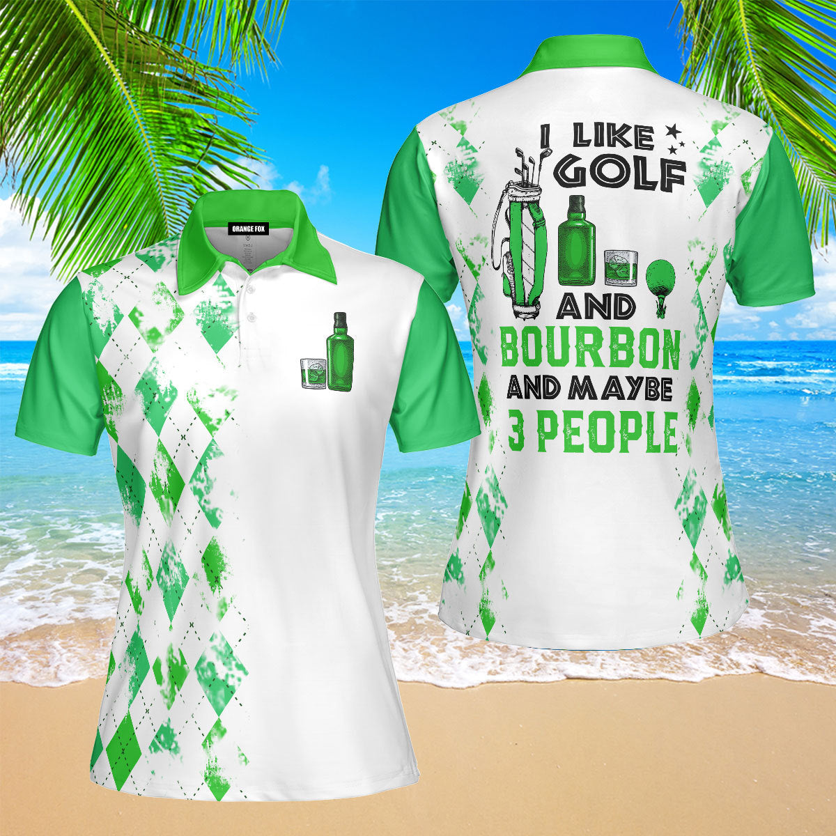 I Like Golf And Bourbon Green Golf Polo Shirt For Women