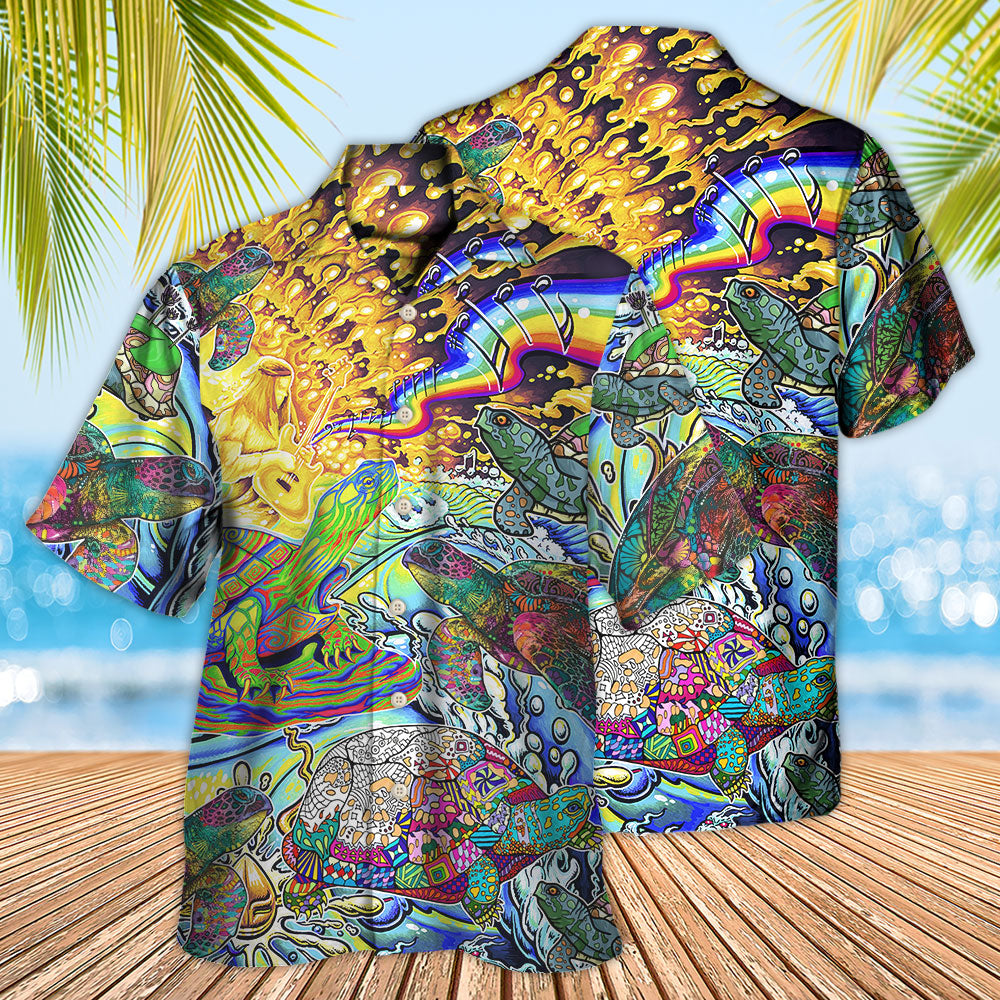 Hippie Turtle Colorful Art Peace - Hawaiian Shirt