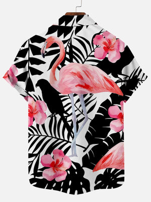 Tropical Jungle Pattern With Flamingo - Hawaiian Shirt Summer Vibe