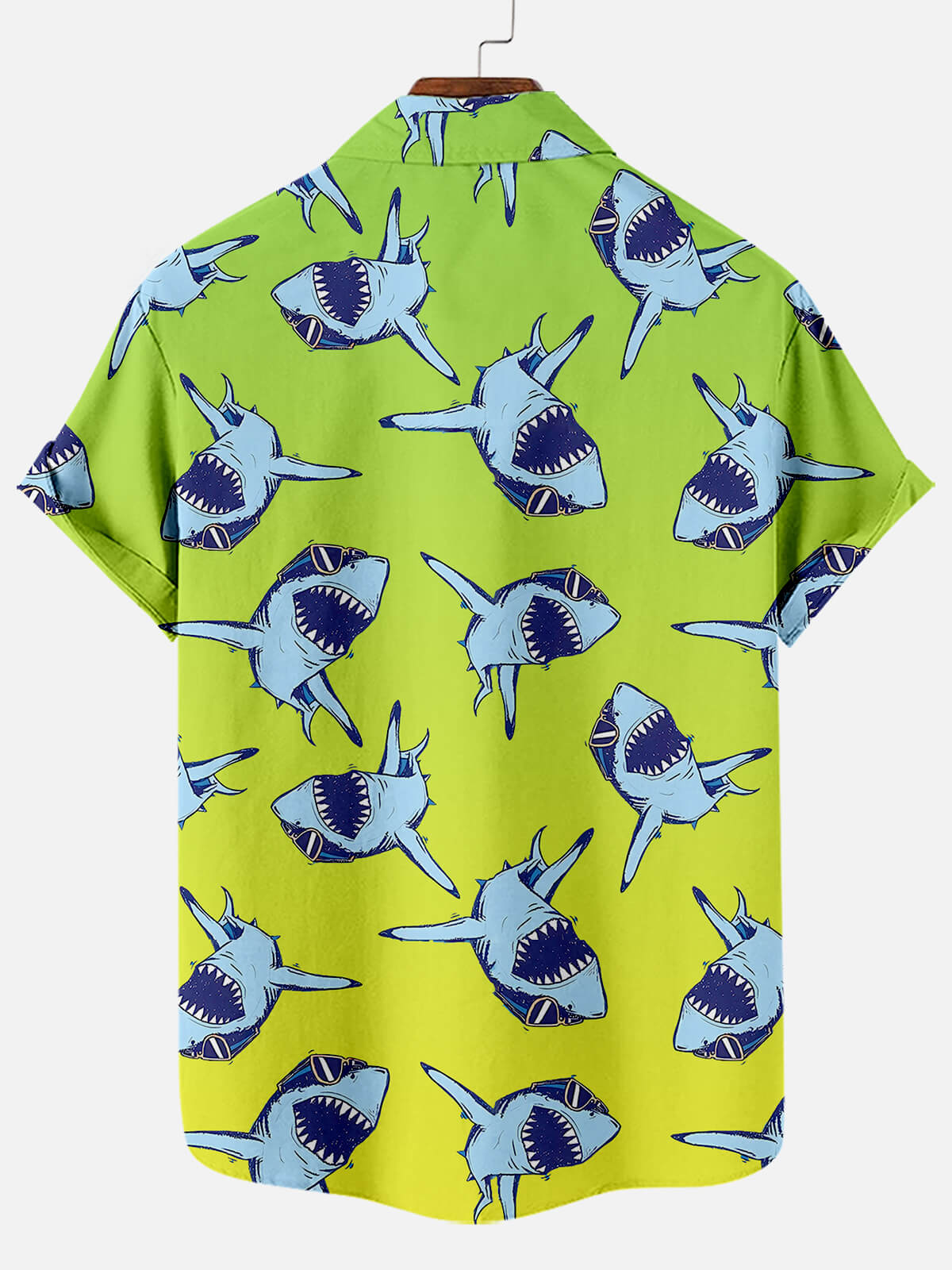 Deep Sea Shark Lime Green Pattern - Hawaiian Shirt