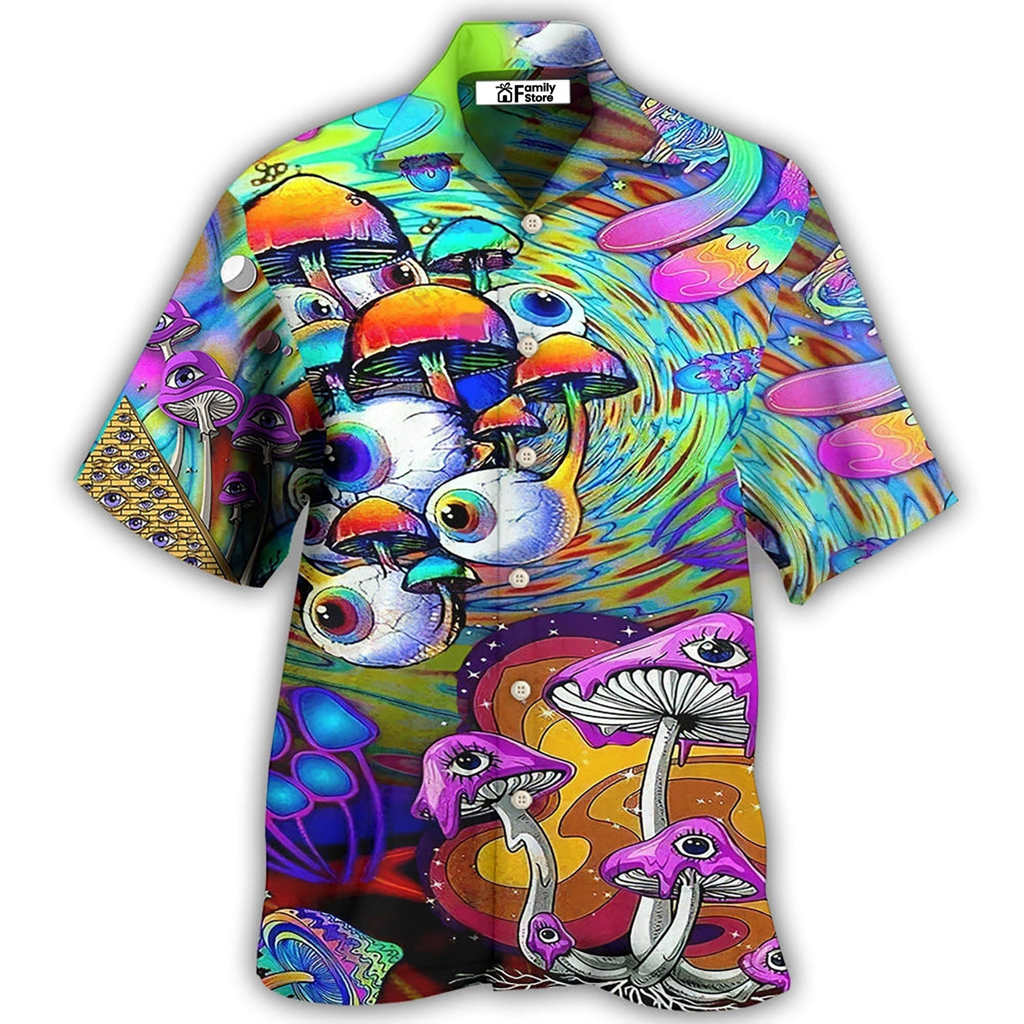 Hippie Mushroom Eyes Color - Hawaiian Shirt