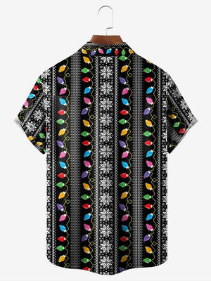 Christmas Colorful Light Black Pattern - Hawaiian Shirt