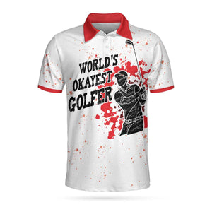 World's Okayest Splash Golfer Silhouette White Best Golf Polo Shirt