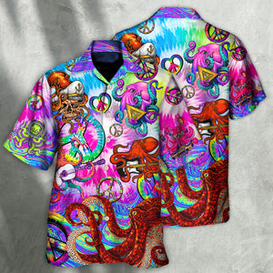 Hippie Funny Octopus Colorful Happy Tie Dye Art Style - Hawaiian Shirt