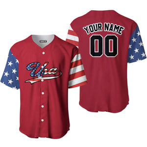 Personalized USA American Flag Black Baseball Tee Jersey