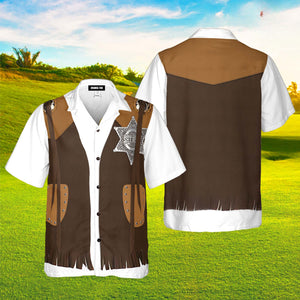 White Brown Cowboy Costume Cosplay - Hawaiian Shirt