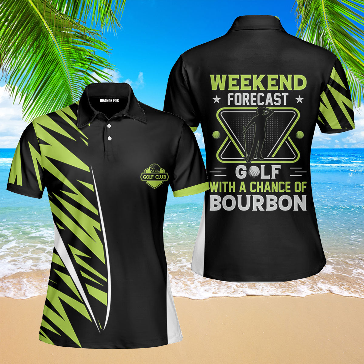 Weekend Forecast Golf With Chance Of Bourbon Green Black Polo Shirt For Women