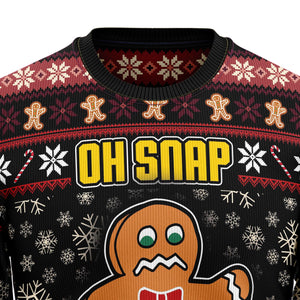 Oh Snap Gingerbread Christmas Dark Red And Black Ugly Sweater