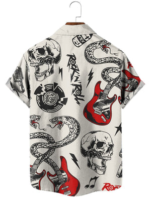 Music Skull Love Style Guitar - Hawaiian Shirt